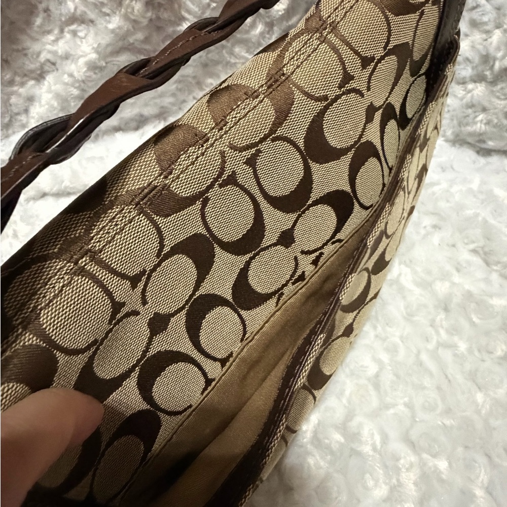 Vintage Coach Tan Brown signature turnlock braided leather strap Shoulder Bag - Picture 4 of 10